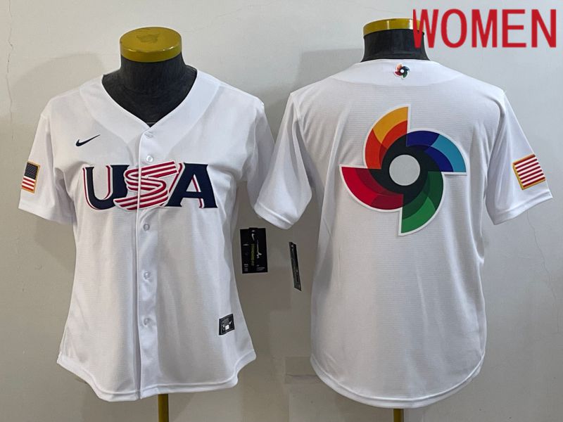 Women 2023 World Cub USA Blank White Nike MLB Jersey4->youth mlb jersey->Youth Jersey